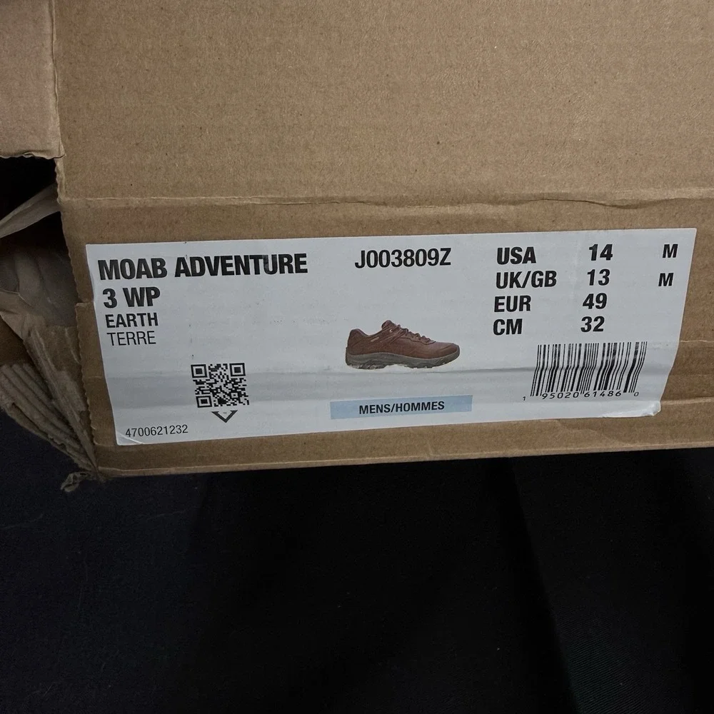 Merrel Moab Adventure 3 Waterproof Hiking Shoes Earth Brown Leather Mens Size 14